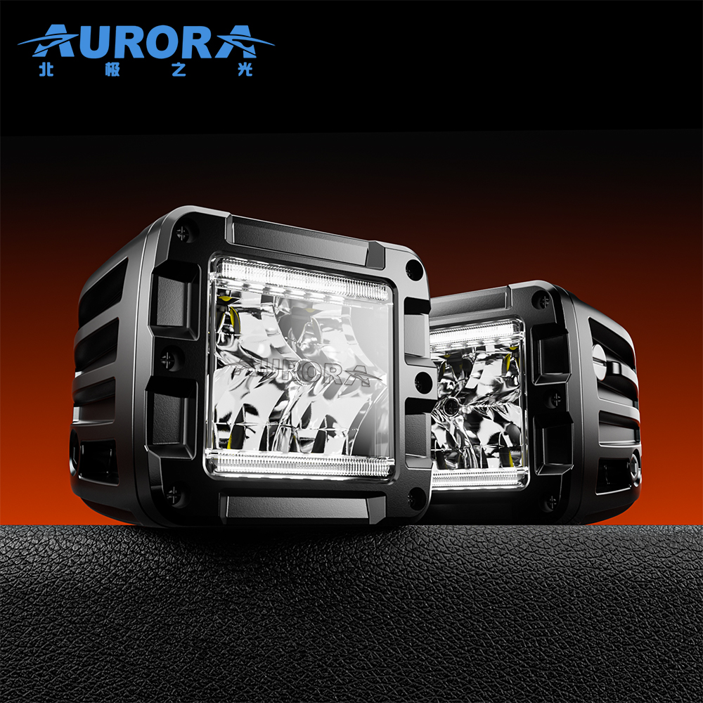 Aurora Newest White Amber Backlight LED Work Light for 4x4 Off-Road Trucks Tract